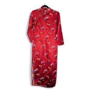 Canton Market Womens Satin Embroidered Asian Dress Coat Kimono M